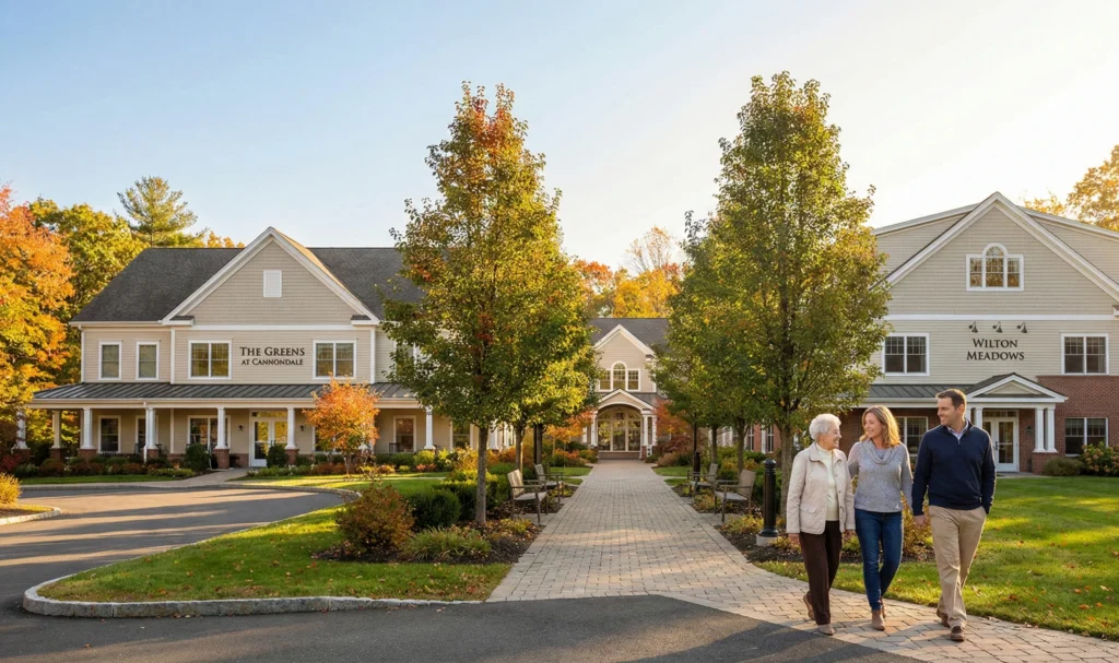 The Greens at Cannondale and Wilton Meadows campus, showcasing a seamless continuum of care for seniors in Wilton, CT